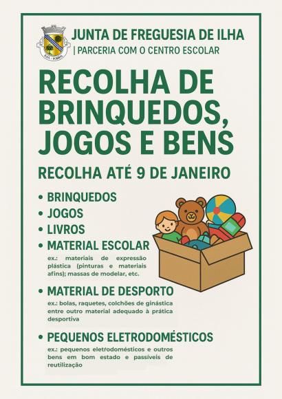 Recolha solid&aacute;ria de brinquedos, jogos e bens